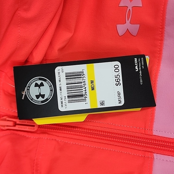 Under Armour Storm Woven Branded  Lipstick Hot  Pink Zip Jacket M - Picture 4 of 4